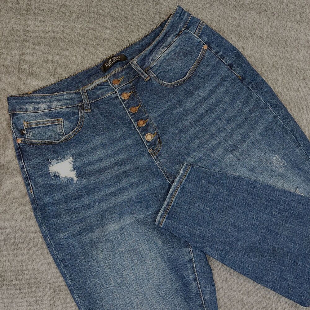 Judy Blue Distressed Thermal Patch Jeans Women's Size 18W (36x28) JB88307 MD-R